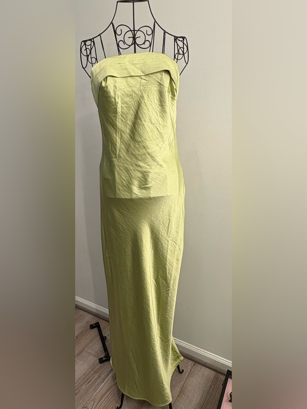 Strapless Lime Green Evening Dress by